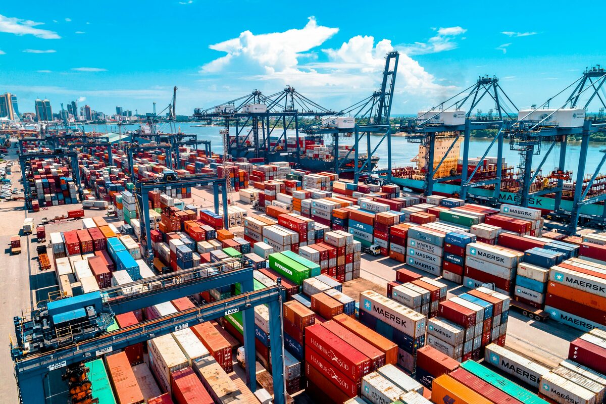 Shipping containers and cranes at Dar es Salaam Port